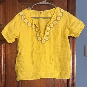 J. Crew Vintage Yellow Linen Top